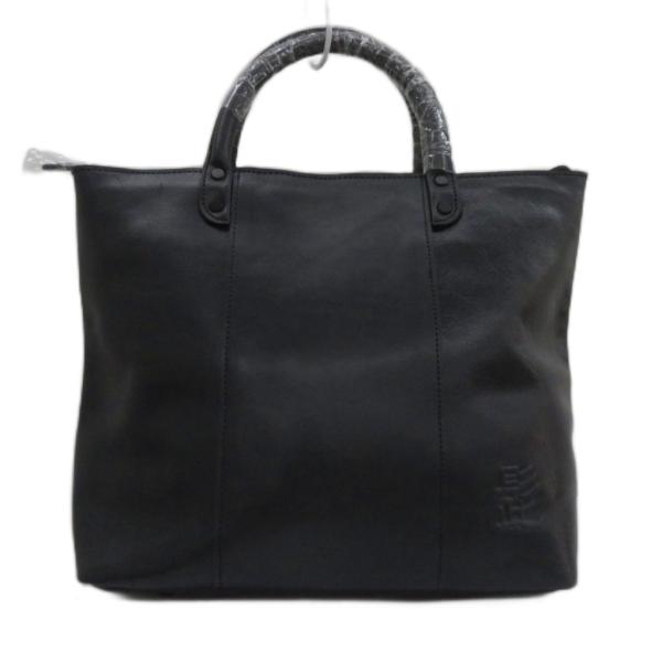 未使用品 髭 HIGE BAG トートバッグ ハンドバッグ レザー 本革 紺 ネイビー ロゴ /SM...