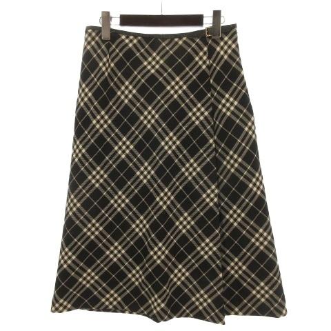 バーバリー ロンドン BURBERRY LONDON チェック スカート ミディ丈 42 ブラック ...