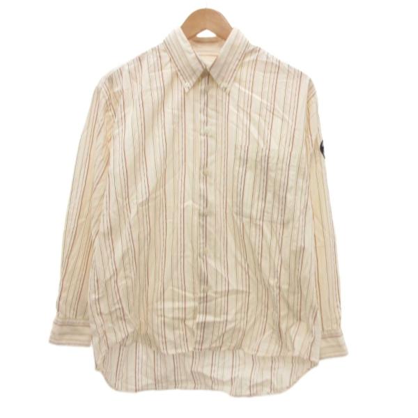 シナコバ SINA COVA ボタンダウンシャツ 長袖 ラメストライプ M 白 ホワイト マルチカラ...