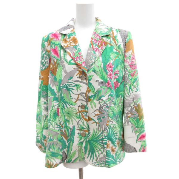 イタリヤ 伊太利屋 テーラードジャケット 花がらプリント 総柄 9 緑 グリーン /JS ■ECA0...