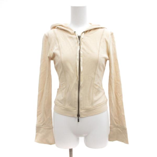 フォクシー FOXEY BOUTIQUE ジップパーカー ロゴ刺繍 フード ベージュ /JS ■EC...