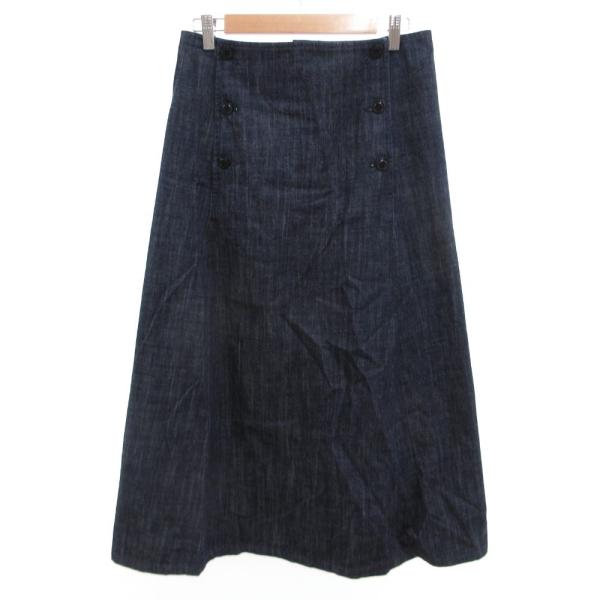 ワイズ Y's ヨウジヤマモト フレアスカート デニム ダブルボタン 2 ひざ丈 インディゴブルー ...