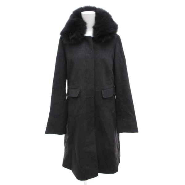 ゼラール ZELAL カシミヤロングコート フォックスファー 比翼 7AR グレー /JS ■ECA...
