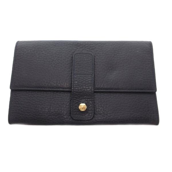 バリー BALLY 長財布 紺 ネイビー シボ加工 ベルトデザイン ゴールド金具 /SX ■GY59...