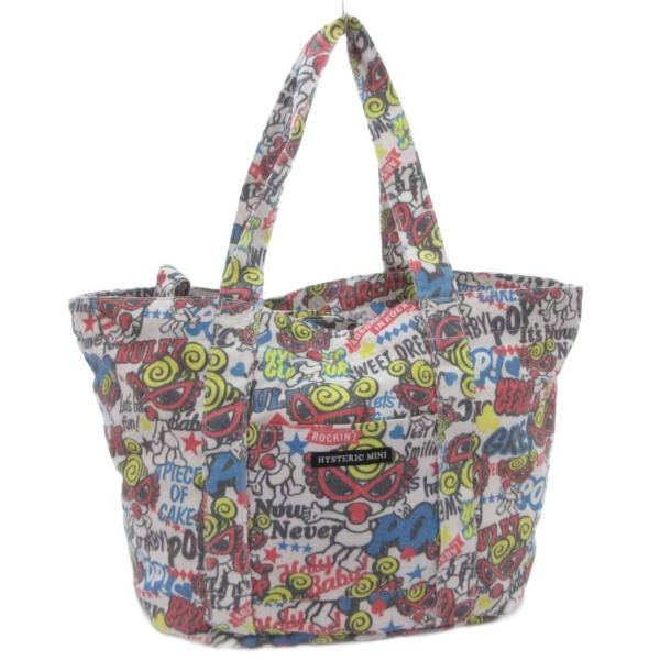 ヒステリックミニ Hysteric MINI トートバッグ ショルダー 2WAY 総柄 白 ホワイト...