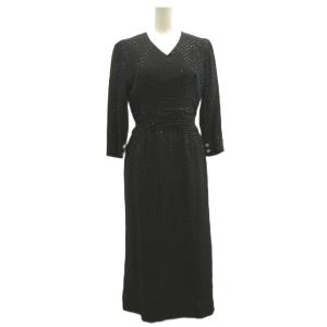 アトリエアンアケミ Atelier An AKemi ワンピース ロング丈 黒 ブラック ドット柄 Vネック 長袖 /MD ■ECB002 レディース