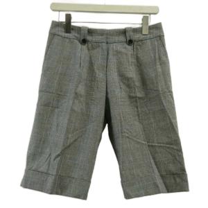 P.T.N ハーフパンツ ショートパンツ リネン混 チェック柄 38 グレー /XZ ■GY99 メンズ