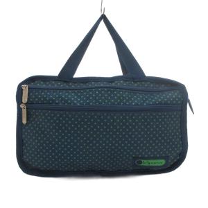 レスポートサック LesportSAC ミニハンドバッグ ネイビー グリーン ドット柄 ジップポケット 持ち手付き /TQ ■GY99 レディース