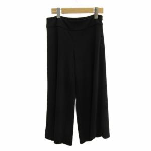 ダナキャランニューヨーク DKNY ストレッチワイドパンツ ガウチョパンツ P 黒 ブラック 無地 ワイドシルエット クロップド丈 /SH
