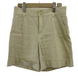 インディヴィ INDIVI パンツ 麻 リネン 36 ベージュ ショート丈 カフス裾 /KK ■ECC003 レディース