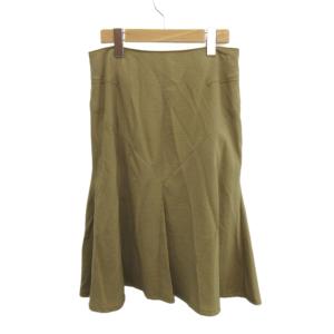 アンクライン ANNE KLEIN フレアスカート 麻 リネン混 11 茶 ブラウン ベージュ 膝丈/YU ■ECC003 レディース