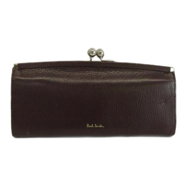 ポールスミス PAUL SMITH 長財布 がま口 レザー ロゴ ボルドー /XZ ■ECB003 ...
