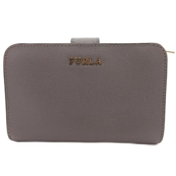 未使用品 フルラ FURLA 2つ折り財布 ウォレット グレージュ スナップボタン留め ジッパー付き...
