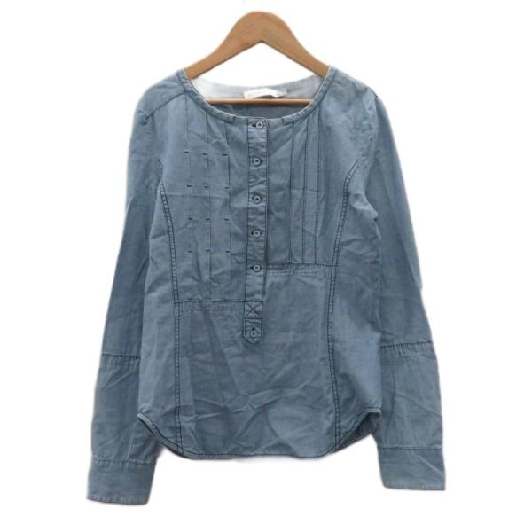 シーバイクロエ SEE BY CHLOE シャツ ブラウス 40 水色 ヘンリーネック 長袖 プルオ...