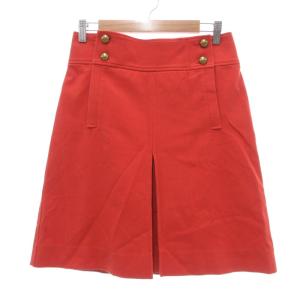 トリーバーチ TORY BURCH プリーツ Aラインスカート ひざ丈 0 オレンジ系 /UO ■GY62 レディース