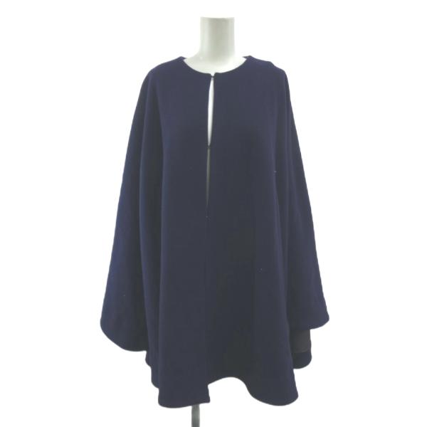 ラピーヌブルー LAPINE BLEUE ケープコート ウール 38 紫 パープル ノーカラー 無地...