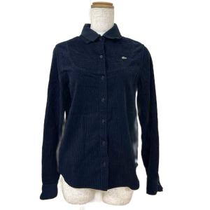 ラコステ LACOSTE シャツ ブラウス 38 黒 ブラック 長袖 コーデュロイ 畝切り替え /ST ■ECA004 レディース