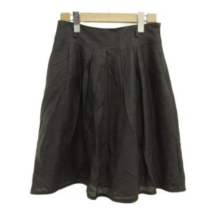 ナラカミーチェ NARA CAMICIE スカート 麻 リネン 1 ダークグレー 無地 膝丈 プリーツ /PP ■ECA005 レディース