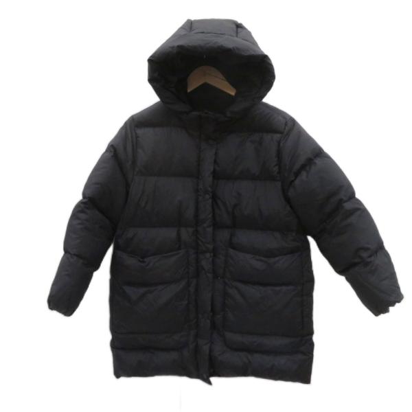ザラ ZARA ダウンコート ロング丈 11-12 152cm 黒 ブラック フード付き /HO39...