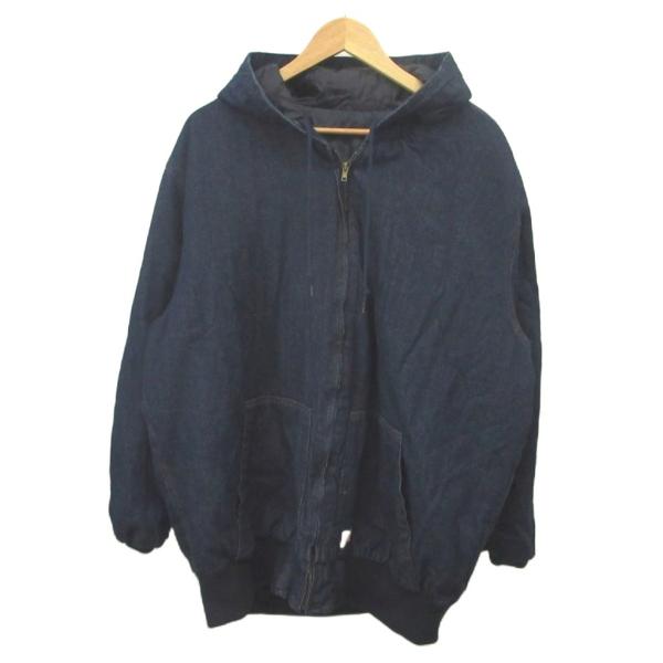 ジャバ JaVa デニム中綿ジャケット 上着 XL 紺 ネイビー フード付き ジップアップ 長袖 /...
