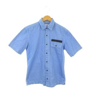 アーバンリサーチ URBAN RESEARCH lite シャツ M 青 ブルー 無地 半袖 胸ポケット /AO8 ■GY72 メンズ