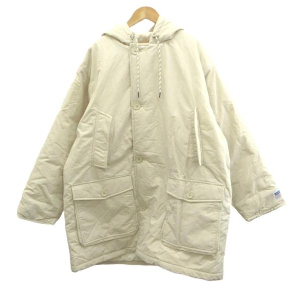 ジャバ JaVa コート 上着 XL 白 オフホワイト フード付き 長袖 ボタン留め /YU ■GY...