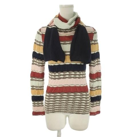 ミッソーニ MISSONI ニット セーター 40 マルチカラー ボーダー柄 長袖 ハイネック ショ...