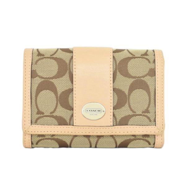コーチ COACH シグネチャー キャンバス 二つ折り財布 ベージュ ■ECC004 レディース