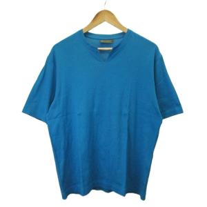 ジョセフアブード JOSEPH ABBOUD Tシャツ カットソー 半袖 キーネック ストライプ LL 青 ブルー /XZ ■ECA006 メンズ