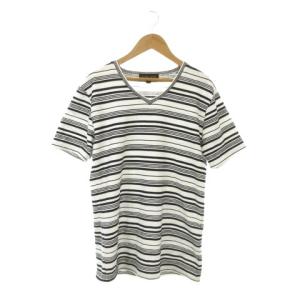 インジアティック In The Attic Tシャツ L 白 ホワイト 黒 ブラック ボーダー柄 Vネック 半袖 /AO30 ■ECA006 メンズ