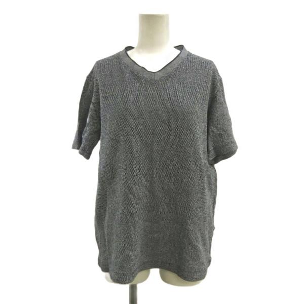 23区 オンワード樫山 Tシャツ カットソー 48 L-LL 紺 ネイビー 白 ホワイト Vネック ...