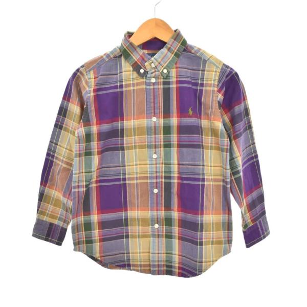 未使用品 ラルフローレン RALPH LAUREN ボタンダウンシャツ 長袖 チェック ポニー刺? ...
