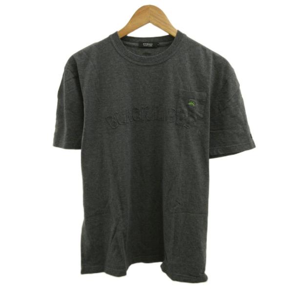 バーバリーブラックレーベル BURBERRY BLACK LABEL Tシャツ 3 グレー ロゴ刺繍...