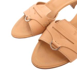 トッズ TODS サンダル ロゴ 7 茶 ブラ...の詳細画像2