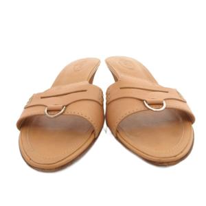トッズ TODS サンダル ロゴ 7 茶 ブラ...の詳細画像3