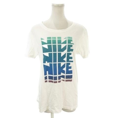 ナイキ NIKE Tシャツ M 白 ホワイト ロゴプリント 半袖 ラウンドネック /MN36 ■EC...