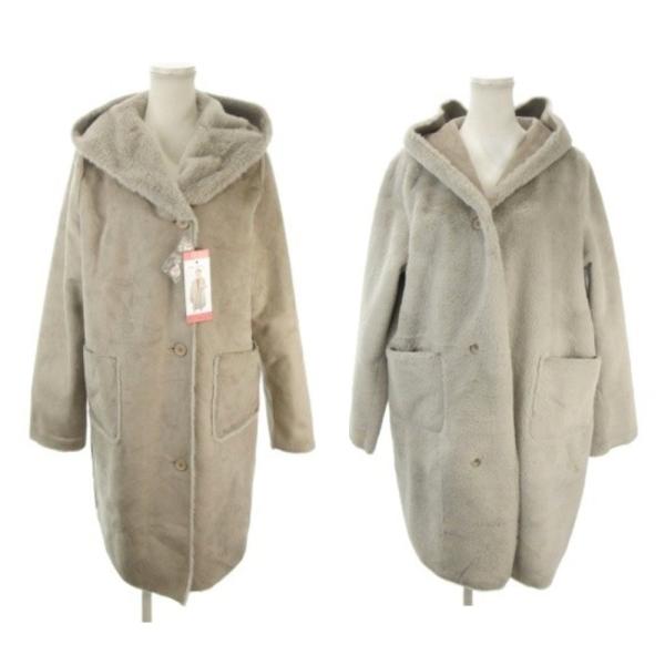 未使用品 レイリーゼ REI RISEE リバーシブルコート フェイクムートン ボア M ライトグレ...
