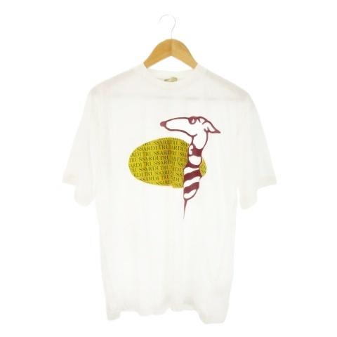 未使用品 トラサルディ TRUSSARDI maglie Tシャツ L 白 ホワイト ロゴプリント ...