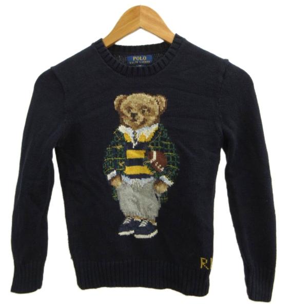 ポロ ラルフローレン POLO RALPH LAUREN 長袖ニット セーター トップス S 紺 ネ...