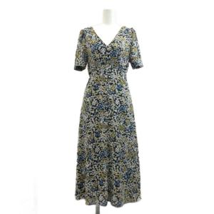 マイケルマイケルコース Michael michael kors ワンピース 花柄 Vネック 半袖 XXS 紺 ネイビー ひざ丈 /KK ■ECD009 レディース