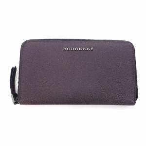 バーバリー BURBERRY ラウンドファスナー ロングウォレット 長財布 ロゴ 茶 ブラウン メン...