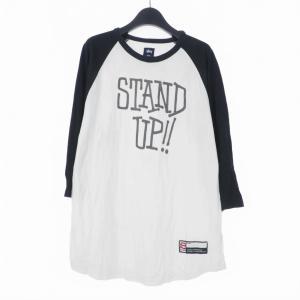 ステューシー STUSSY 90SS 00S 紺タグ アーカイブ ラグラン スリーブ Tシャツ カートソー 七分袖 クルーネック M ホワイト ブラック｜vectorpremium