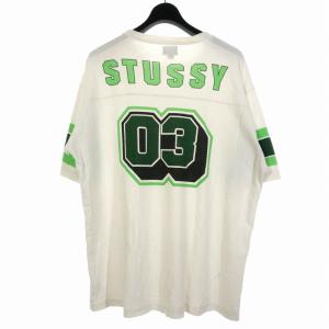 ステューシー STUSSY オールドステューシー OLD STUSSY 90s 紺タグ アメリカ製 フットボール Tシャツ 半袖 XL ホワイト 白 メンズ