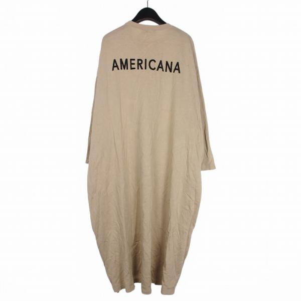 アメリカーナ AMERICANA サイドジップ バックプリント ワンピース ロング ベージュ レディ...