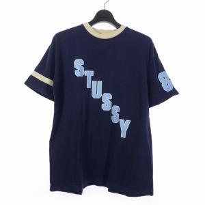ステューシー STUSSY オールドステューシー 90S 白タグ Tシャツ 半袖 ロゴ プリント M ネイビー 紺 メンズ