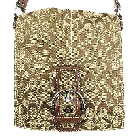 コーチ COACH シグネチャー ショルダーバッグ ベルト キャンバス レザー 茶 ブラウン 鞄 か...