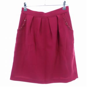 レッセパッセ LAISSE PASSE タイトスカート ひざ丈 ビジュー タック バックファスナー 無地 38 ピンク ボトムス /T2 レディース