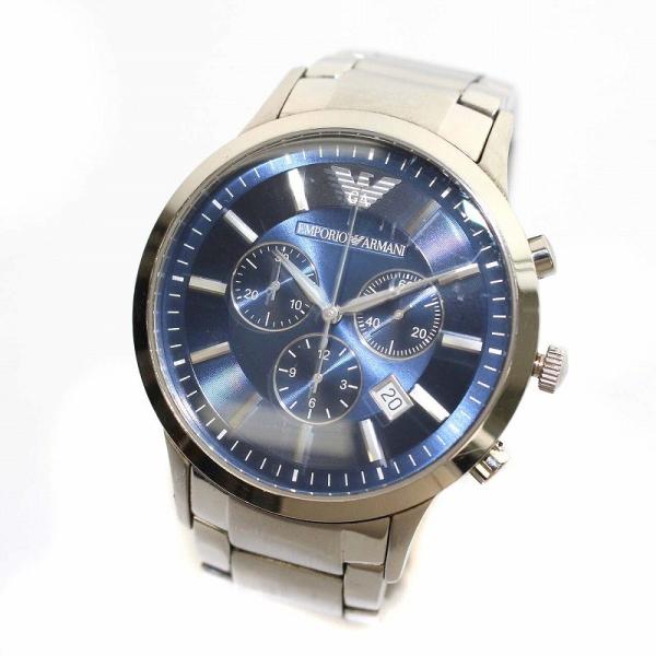 エンポリオアルマーニ EMPORIO ARMANI 腕時計 ブルーダイヤル クロノグラフ クォーツ ...