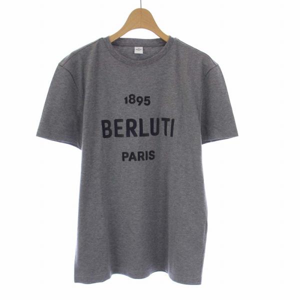 ベルルッティ Berluti ロゴパッチ クルーネック Tシャツ カットソー 半袖 XS グレー R...