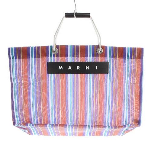 マルニ MARNI フラワーカフェ メッシュトートバッグ ハンドバッグ ロゴ 赤 レッド 青 ブルー...